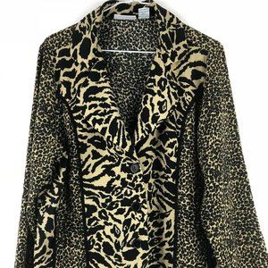 Joanna Leopard Cheetah Print Shirt Blouse Womens L